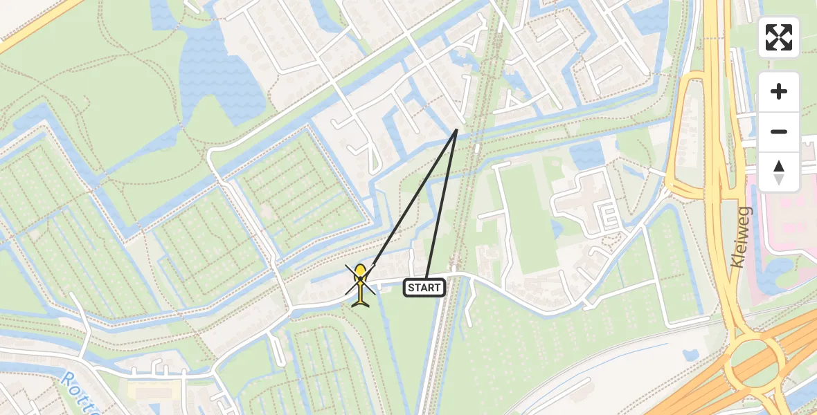 Vluchtroute Politiehelikopter van Rotterdam naar Rotterdam