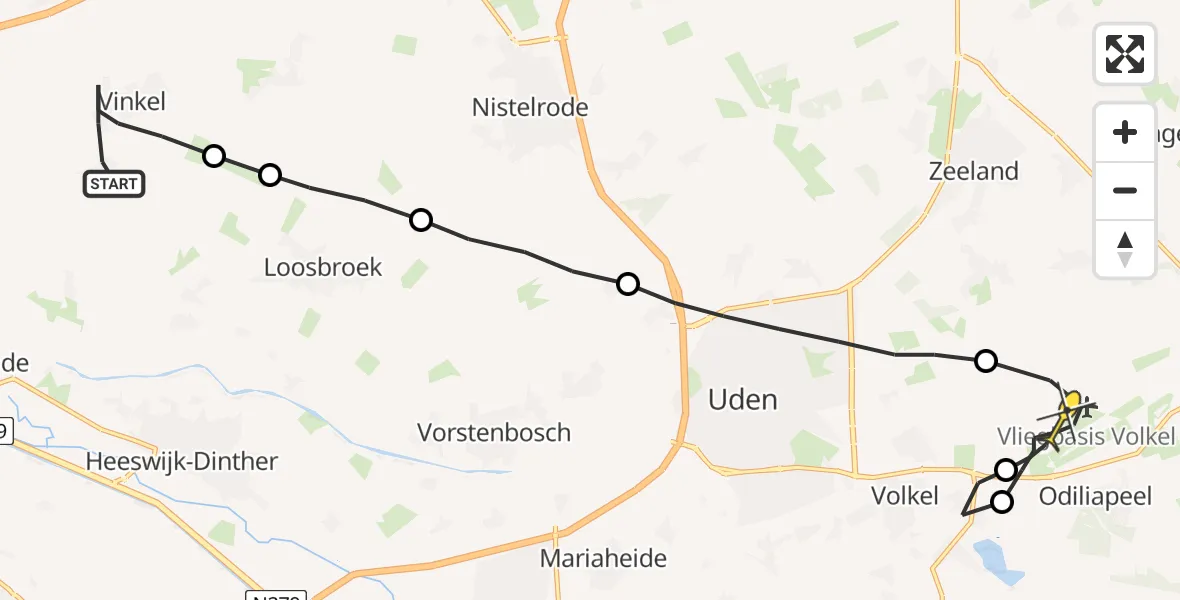 Routekaart van de vlucht: Lifeliner 3 naar Vliegbasis Volkel