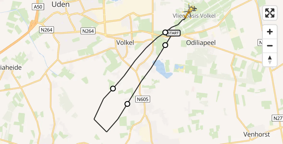 Vluchtroute Traumahelikopter Vliegbasis Volkel - Vliegbasis Volkel, 09 december 2022, 16:35