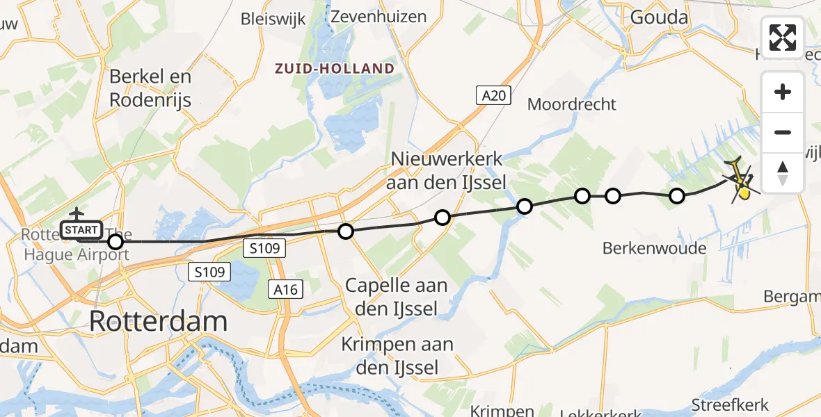 Routekaart van de vlucht: Lifeliner 2 naar Stolwijk