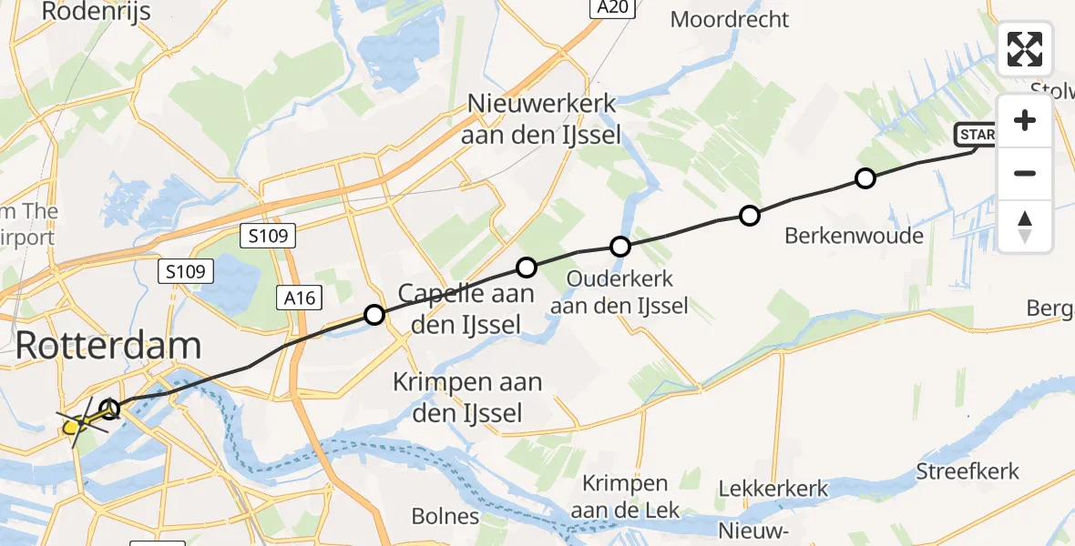 Routekaart van de vlucht: Lifeliner 2 naar Erasmus MC