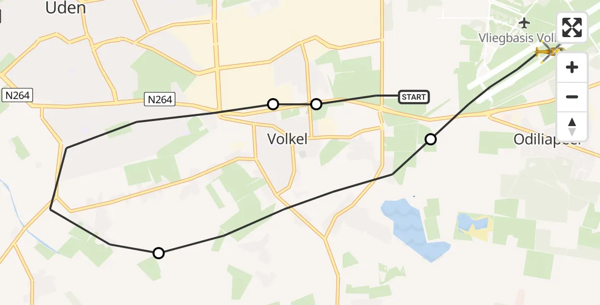 Vluchtroute Traumahelikopter Vliegbasis Volkel - Vliegbasis Volkel, 11 december 2022, 11:30