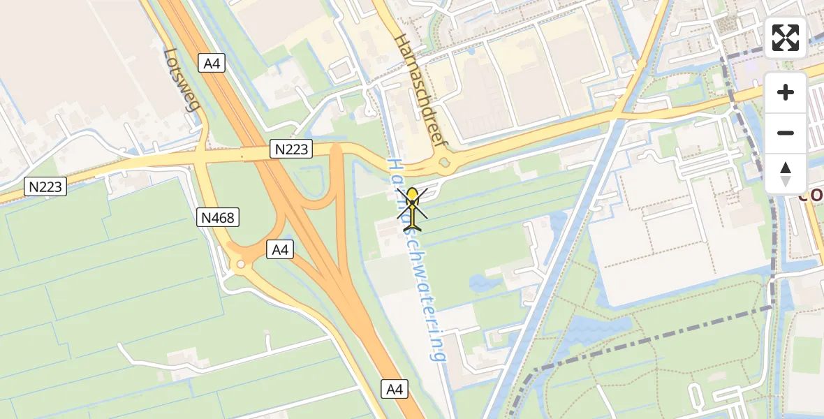 Routekaart van de vlucht: Politieheli naar Den Hoorn