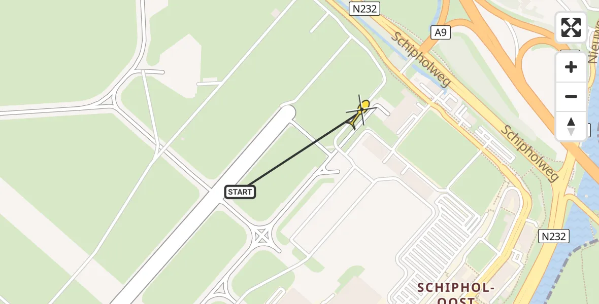 Vluchtroute Politiehelikopter van Schiphol naar Schiphol
