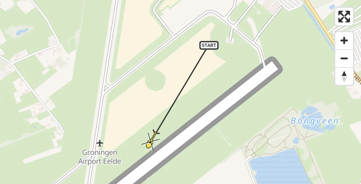 Routekaart van de vlucht: Traumahelikopter naar Groningen Airport Eelde