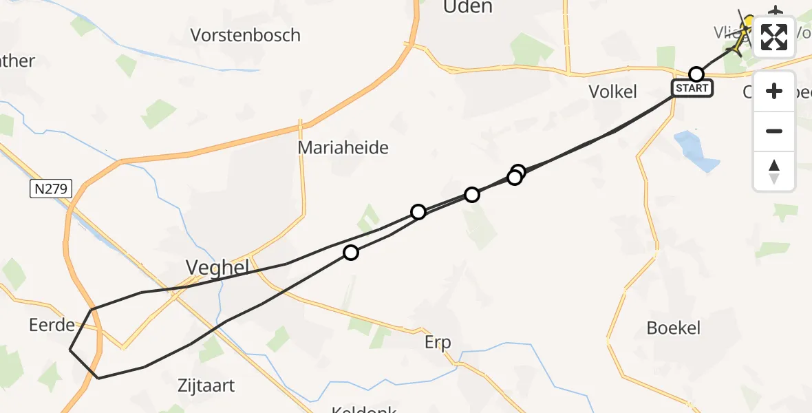 Routekaart van de vlucht: Lifeliner 3 naar Vliegbasis Volkel