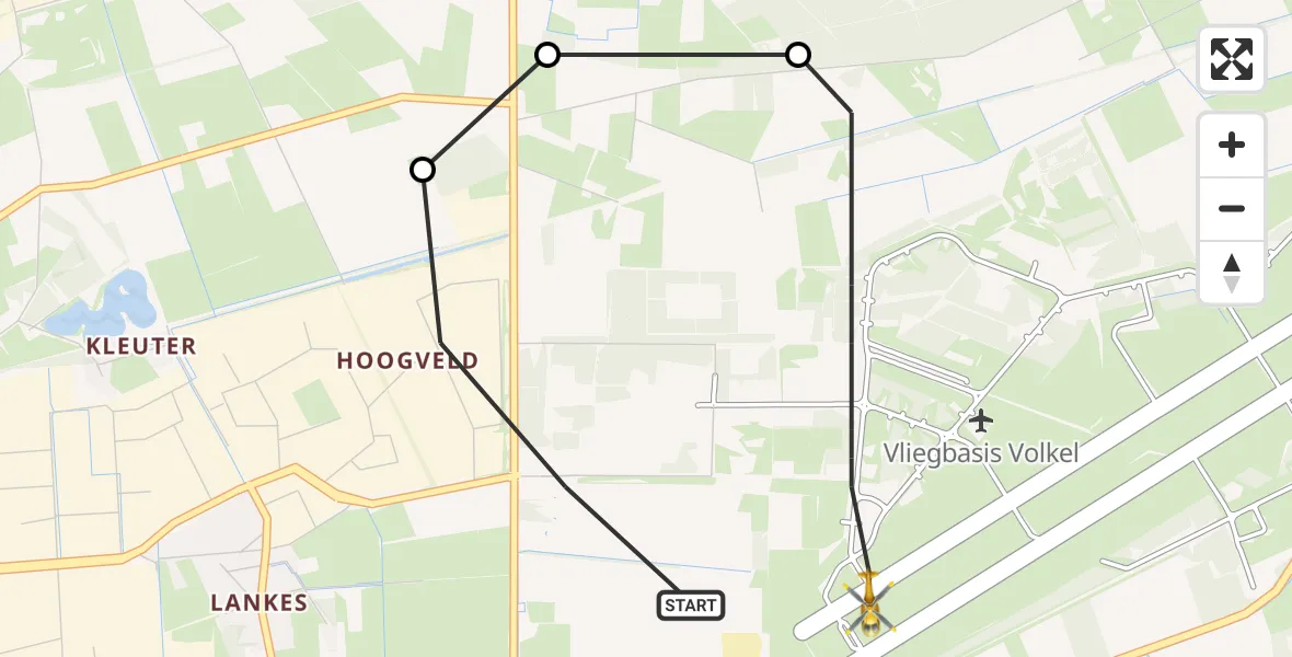 Vluchtroute Traumahelikopter Vliegbasis Volkel - Vliegbasis Volkel, 11 december 2022, 15:38