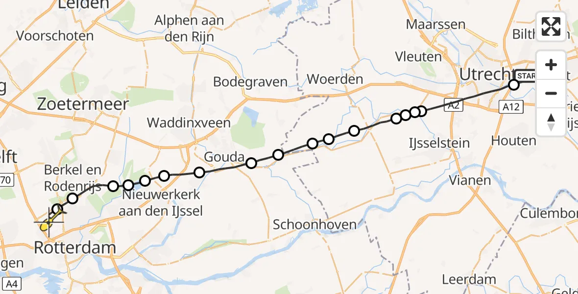 Routekaart van de vlucht: Lifeliner 2 naar Rotterdam The Hague Airport