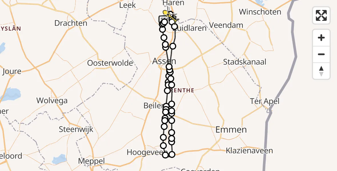 Routekaart van de vlucht: Lifeliner 4 naar Groningen Airport Eelde