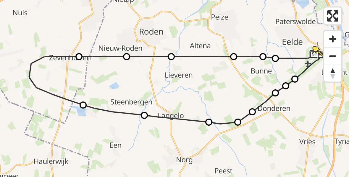 Routekaart van de vlucht: Lifeliner 4 naar Groningen Airport Eelde