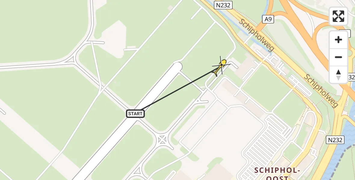 Vluchtroute Politiehelikopter van Schiphol naar Schiphol