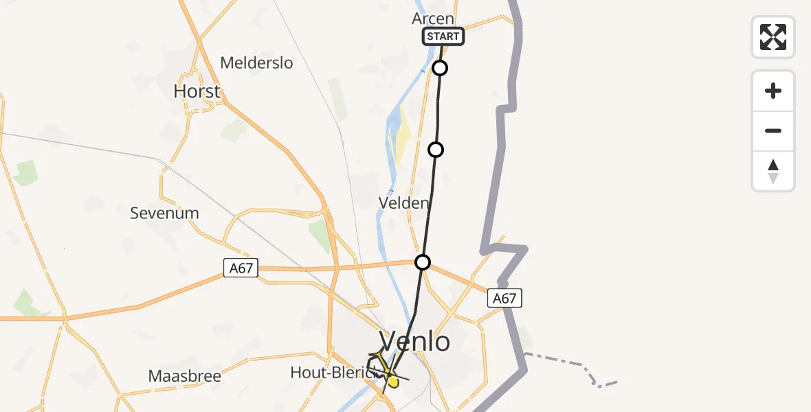 Routekaart van de vlucht: Lifeliner 3 naar Venlo