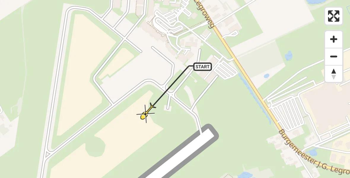 Routekaart van de vlucht: Traumahelikopter naar Groningen Airport Eelde