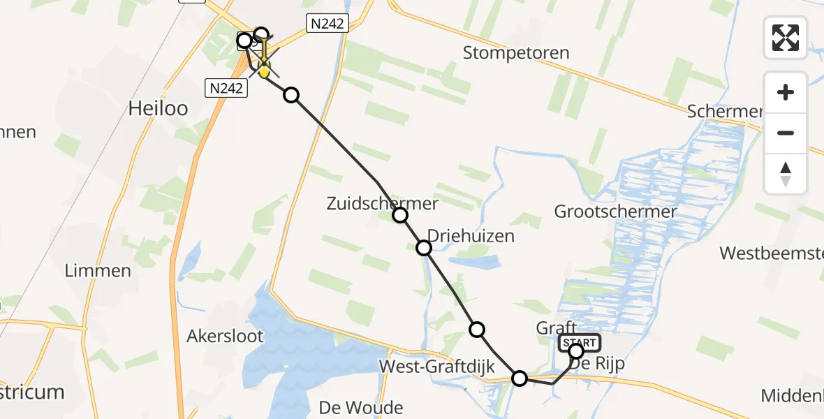 Routekaart van de vlucht: Lifeliner 1 naar Alkmaar