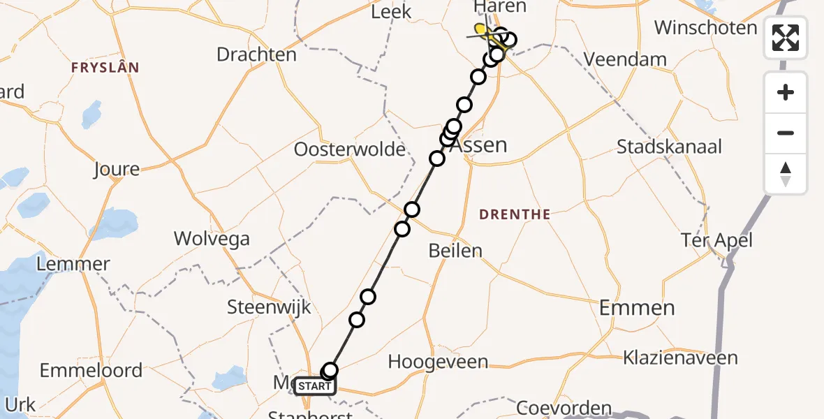 Routekaart van de vlucht: Lifeliner 4 naar Groningen Airport Eelde