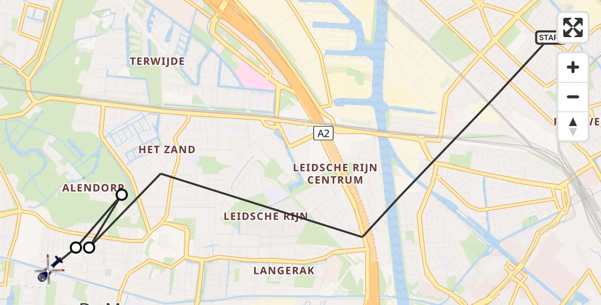 Vluchtroute Politiehelikopter Utrecht - De Meern, 12 december 2022, 03:05