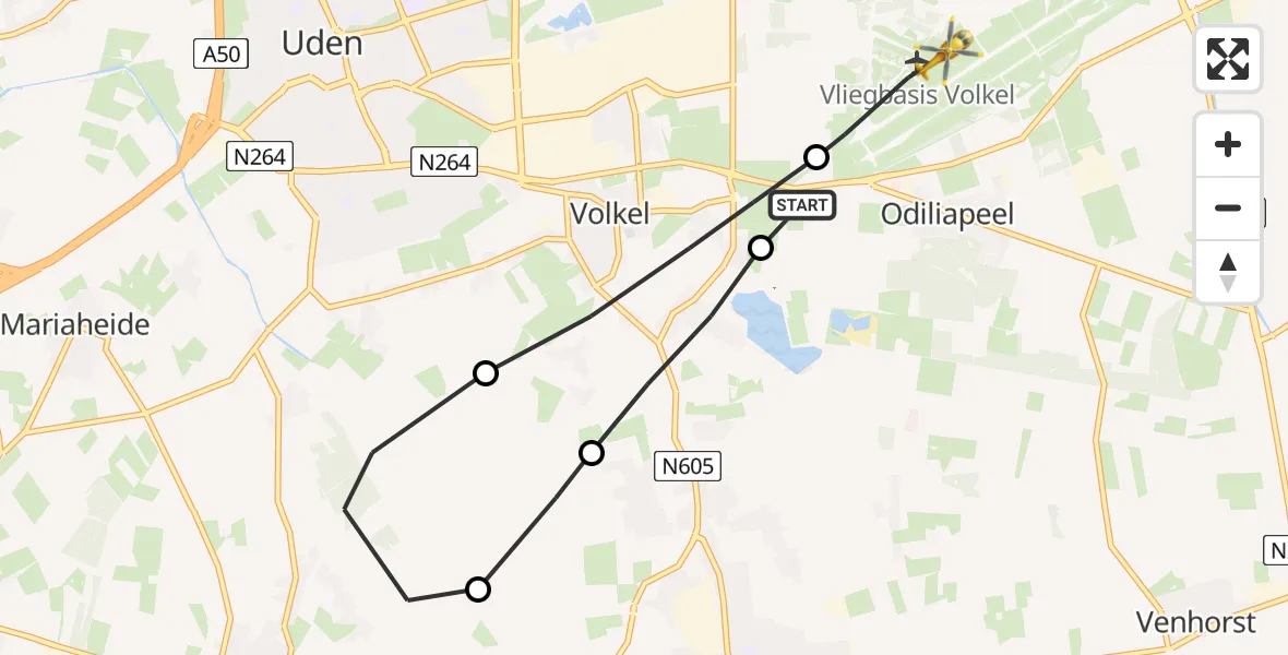 Vluchtroute Traumahelikopter Vliegbasis Volkel - Vliegbasis Volkel, 12 december 2022, 07:22