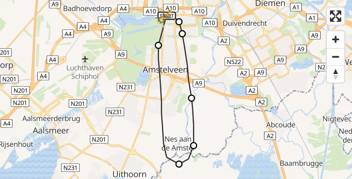 Vluchtroute Traumahelikopter VU Medisch Centrum Amsterdam - VU Medisch Centrum Amsterdam, 12 december 2022, 08:48