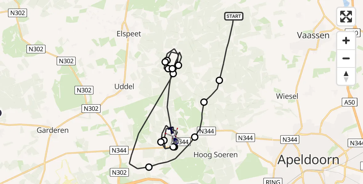 Vluchtroute Politiehelikopter Vaassen - Uddel, 12 december 2022, 09:20
