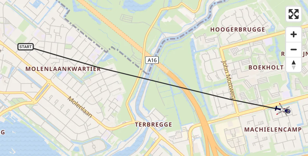 Vluchtroute Politiehelikopter Rotterdam - Rotterdam, 12 december 2022, 11:08