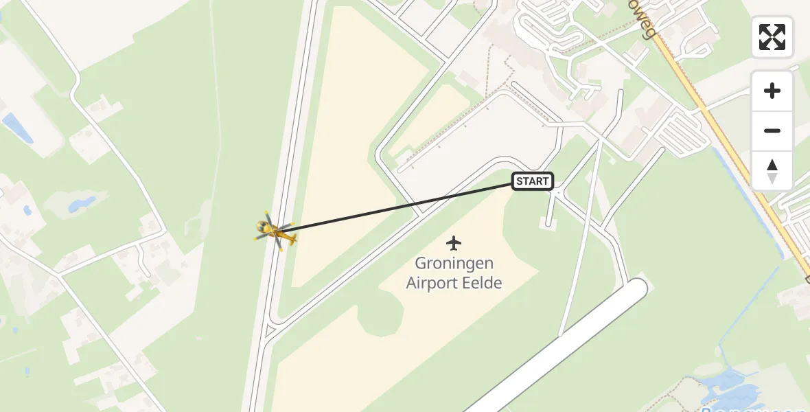 Vluchtroute Traumahelikopter Groningen Airport Eelde - Groningen Airport Eelde, 12 december 2022, 11:08