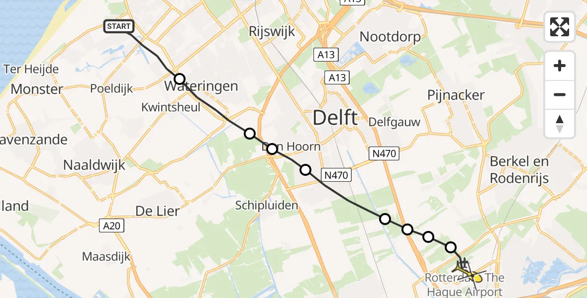 Routekaart van de vlucht: Lifeliner 2 naar Rotterdam The Hague Airport