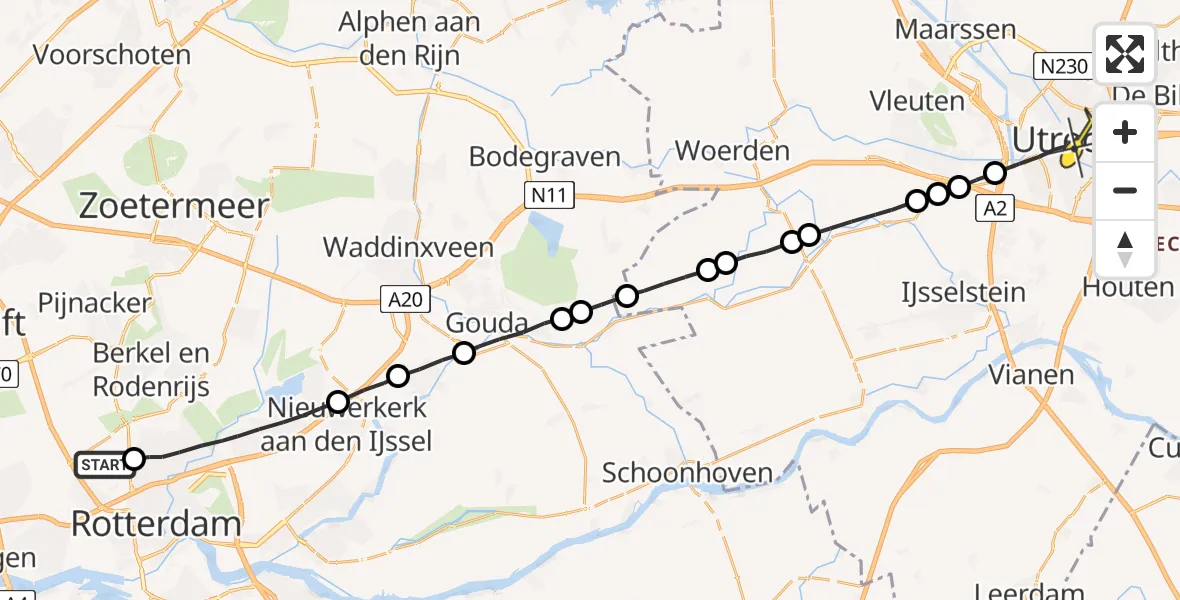 Routekaart van de vlucht: Lifeliner 2 naar Utrecht