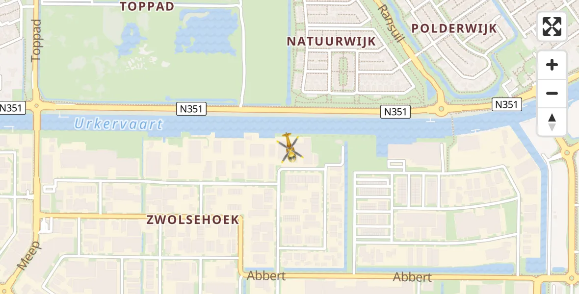Vluchtroute Traumahelikopter Urk - Urk, 12 december 2022, 15:44