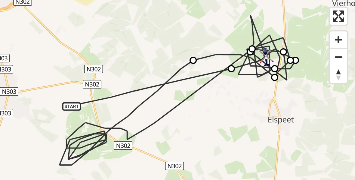 Vluchtroute Politiehelikopter Ermelo - Elspeet, 12 december 2022, 16:54