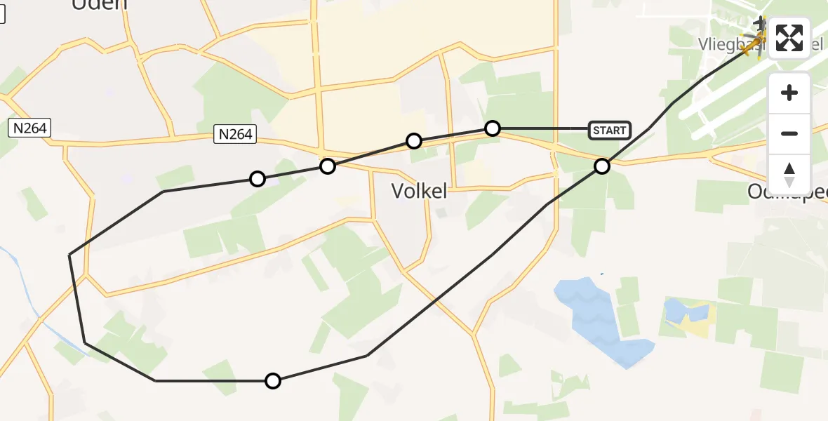 Vluchtroute Traumahelikopter Vliegbasis Volkel - Vliegbasis Volkel, 12 december 2022, 19:41