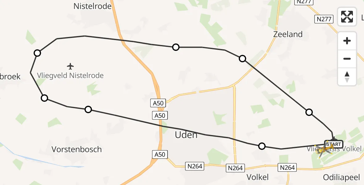 Vluchtroute Traumahelikopter Vliegbasis Volkel - Vliegbasis Volkel, 12 december 2022, 19:46