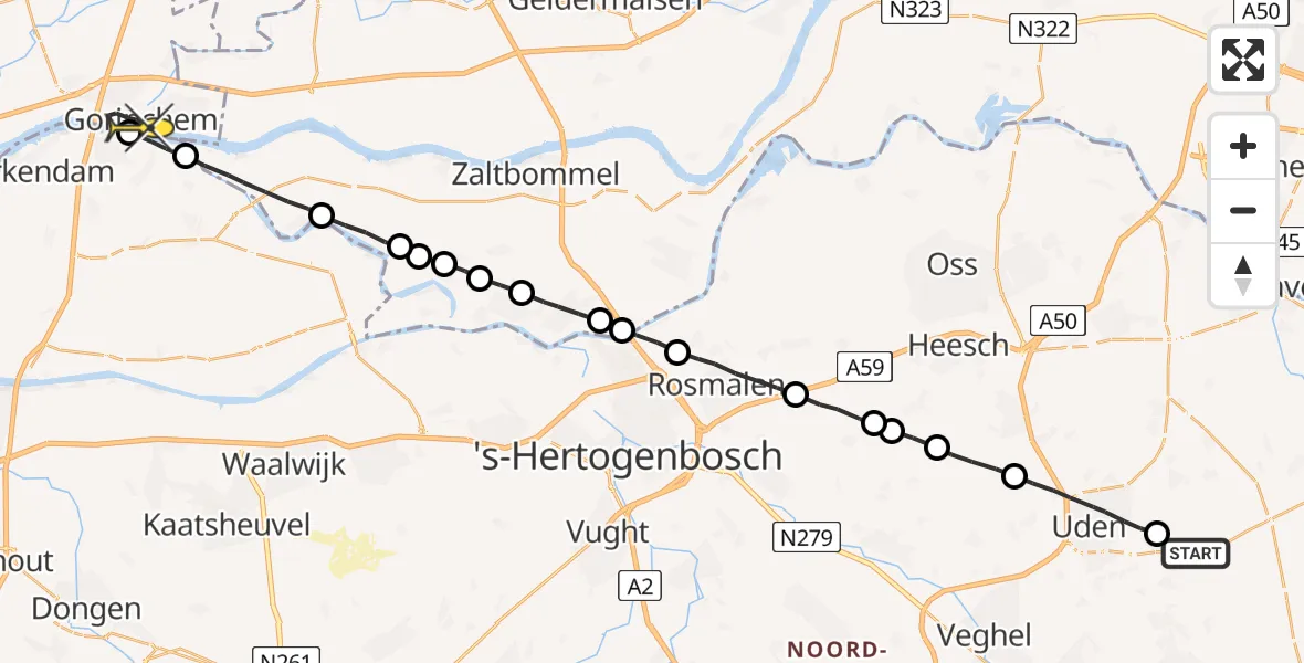 Routekaart van de vlucht: Lifeliner 3 naar Gorinchem