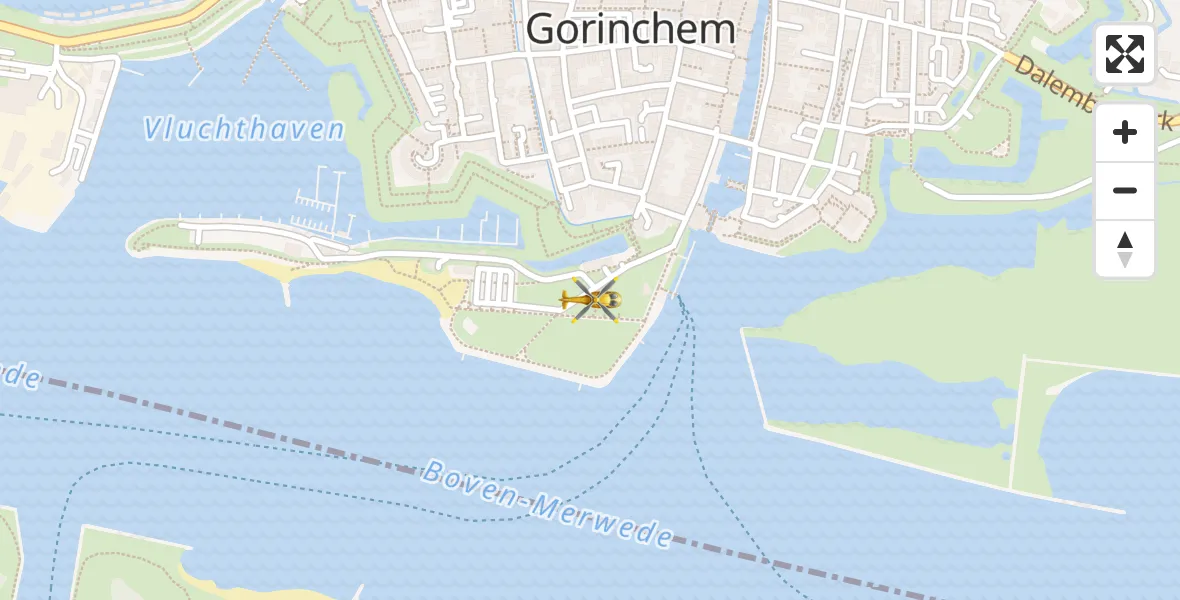 Vluchtroute Traumahelikopter Gorinchem - Gorinchem, 12 december 2022, 20:30