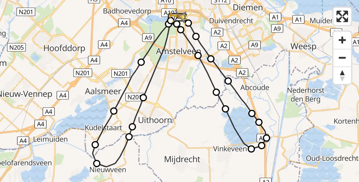 Vluchtroute Traumahelikopter VU Medisch Centrum Amsterdam - VU Medisch Centrum Amsterdam, 12 december 2022, 21:13