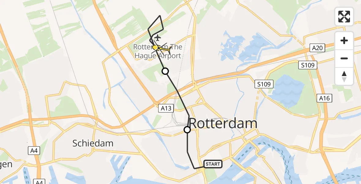 Routekaart van de vlucht: Lifeliner 2 naar Rotterdam The Hague Airport