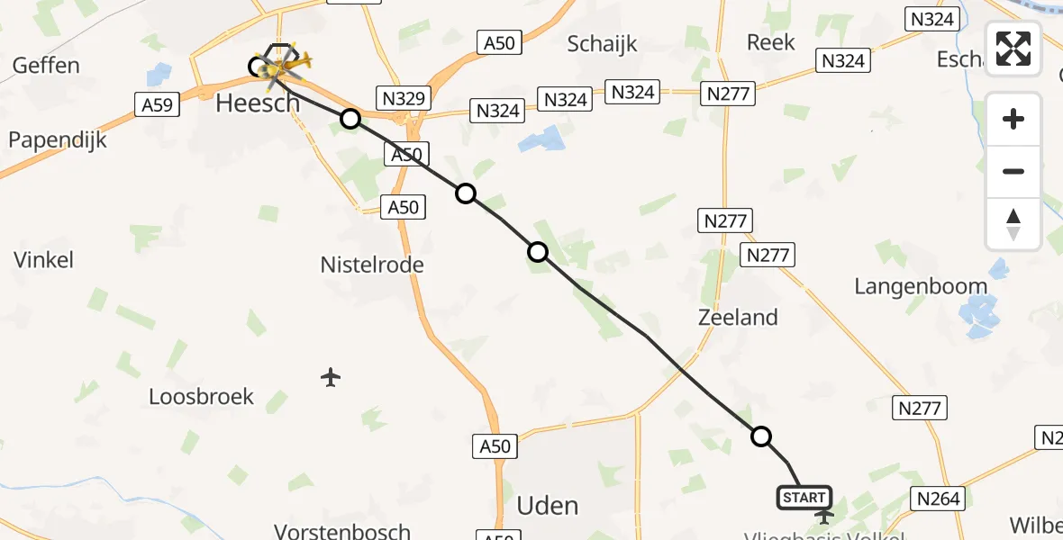Routekaart van de vlucht: Lifeliner 3 naar Oss