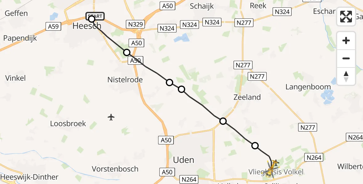 Vluchtroute Traumahelikopter Oss - Vliegbasis Volkel, 12 december 2022, 23:14