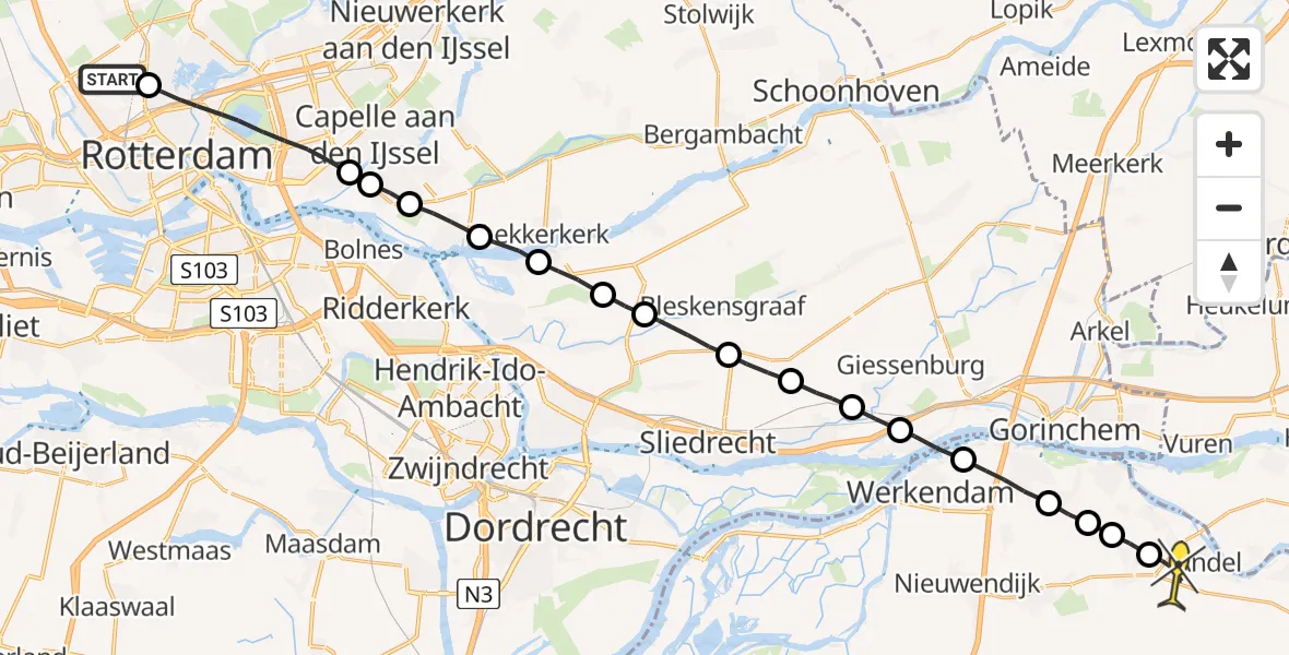 Routekaart van de vlucht: Lifeliner 2 naar Giessen