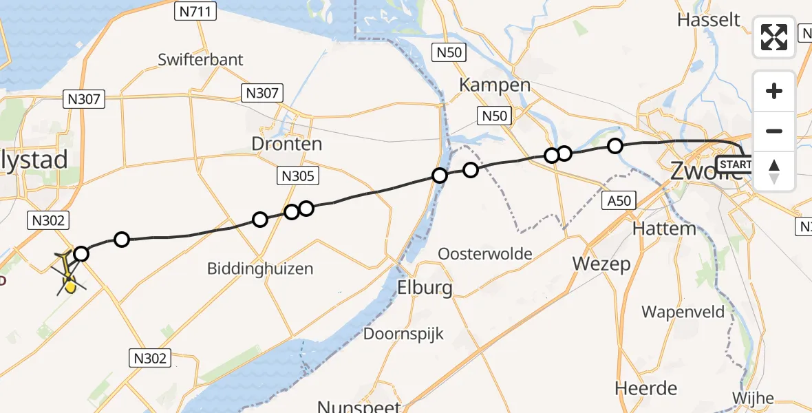 Routekaart van de vlucht: Lifeliner 1 naar Lelystad Airport