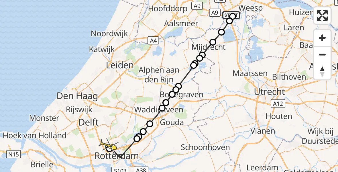 Routekaart van de vlucht: Lifeliner 2 naar Rotterdam The Hague Airport