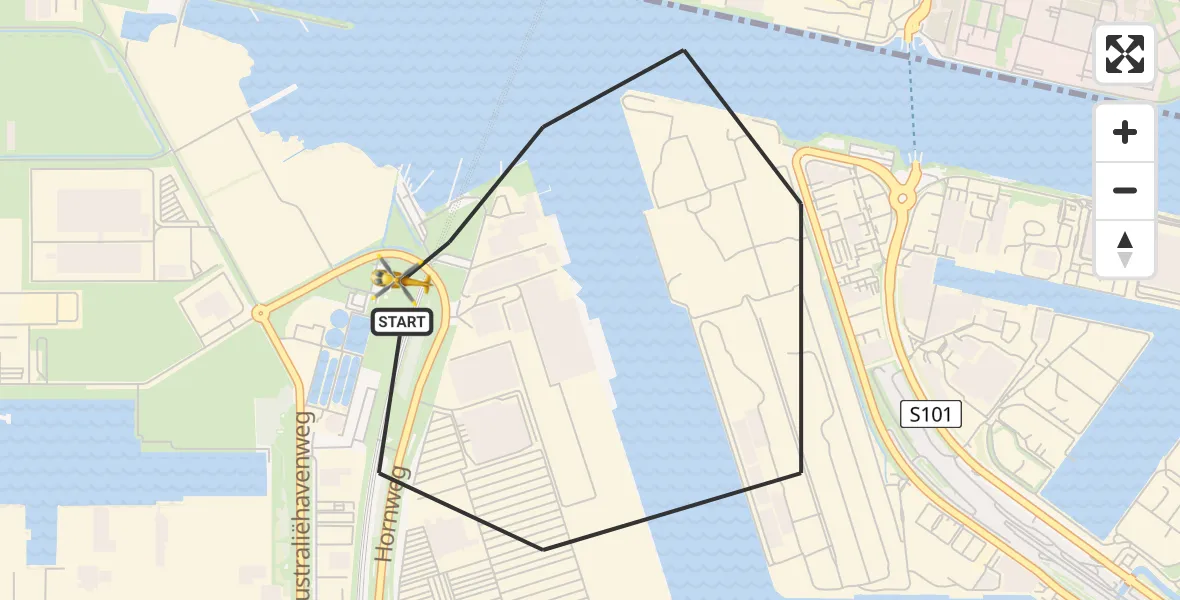 Vluchtroute Traumahelikopter Amsterdam Heliport - Amsterdam Heliport, 13 december 2022, 10:54