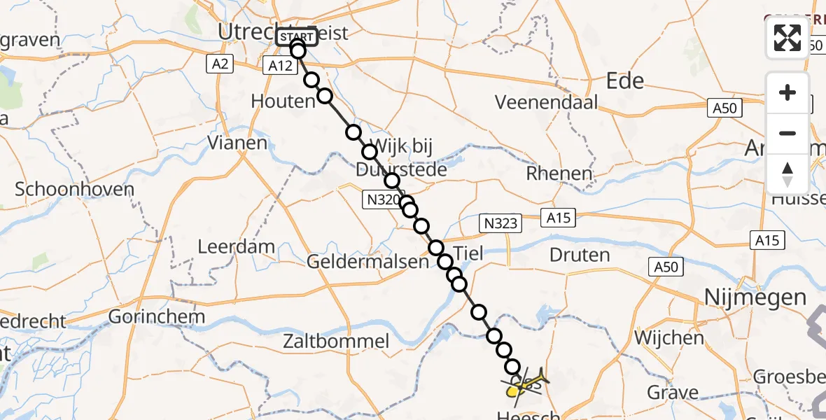 Routekaart van de vlucht: Lifeliner 3 naar Oss