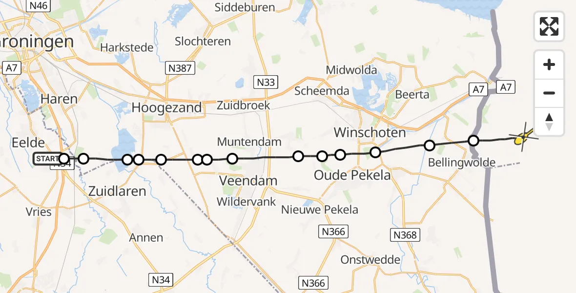 Routekaart van de vlucht: Lifeliner 4 naar 