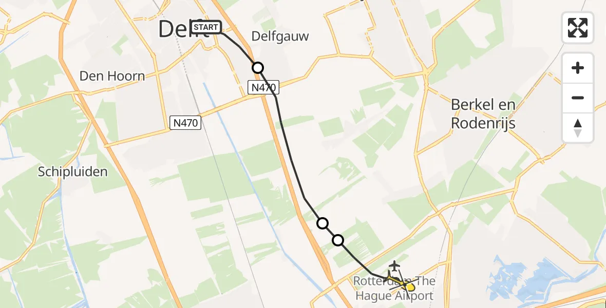 Routekaart van de vlucht: Lifeliner 2 naar Rotterdam The Hague Airport