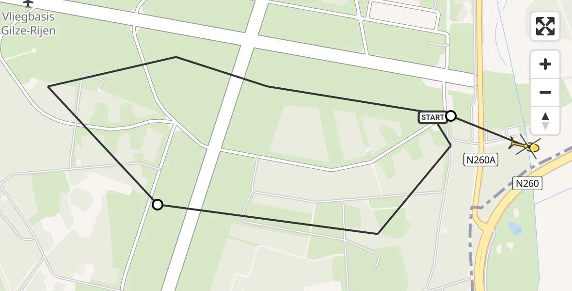 Routekaart van de vlucht: Politiehelikopter naar Hulten