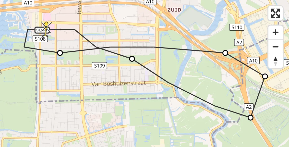 Routekaart van de vlucht: Lifeliner 1 naar VU Medisch Centrum Amsterdam