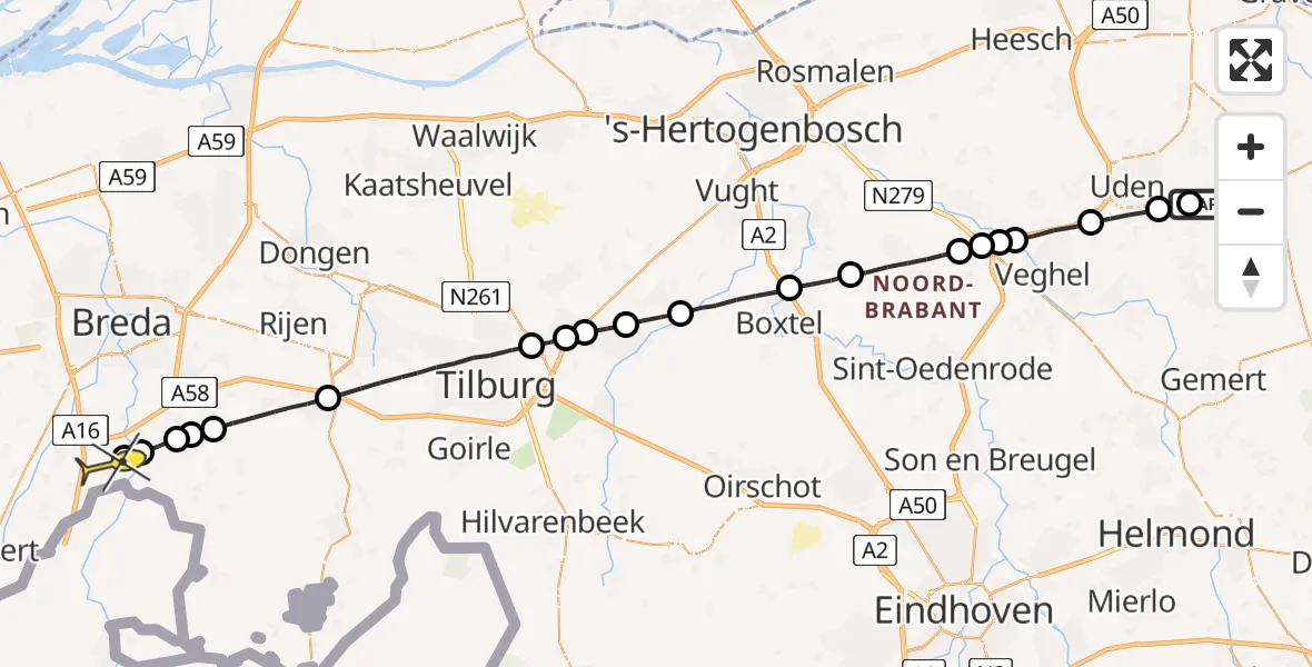 Routekaart van de vlucht: Lifeliner 3 naar Galder