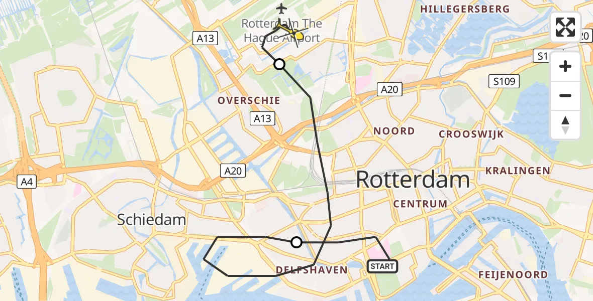 Routekaart van de vlucht: Lifeliner 2 naar Rotterdam The Hague Airport