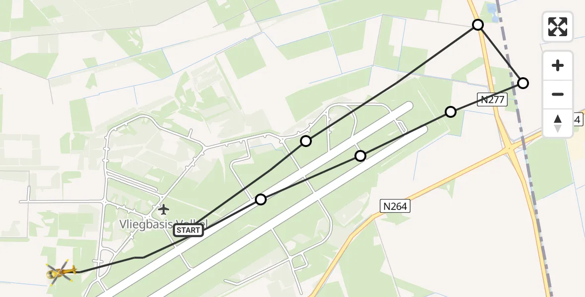 Vluchtroute Traumahelikopter Vliegbasis Volkel - Vliegbasis Volkel, 13 december 2022, 16:32