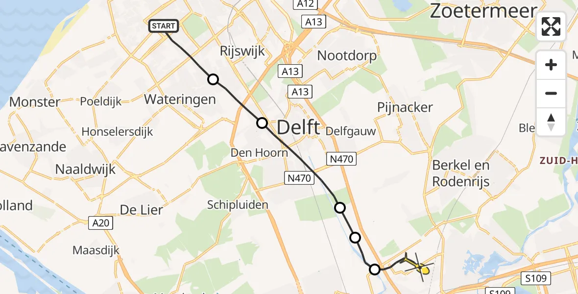 Routekaart van de vlucht: Lifeliner 2 naar Rotterdam The Hague Airport